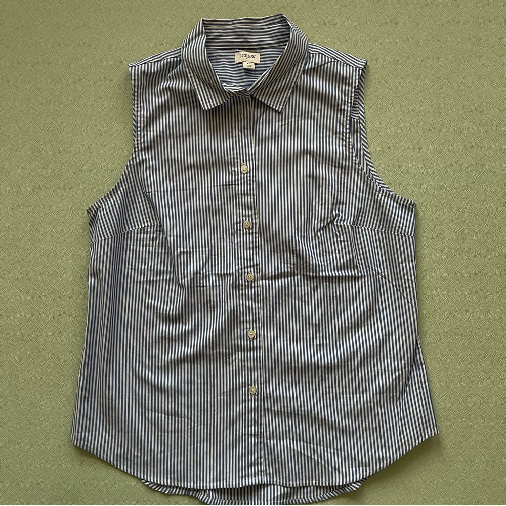 J.Crew Navy & White Striped Collared Top